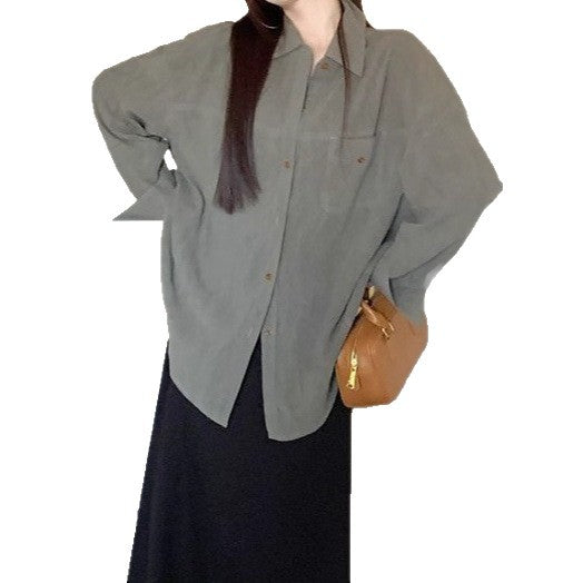 Pink Polo Neck Long Sleeve Shirt for Women