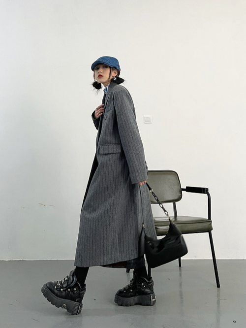 Women Double Breasted British Style Fashion Overcoat