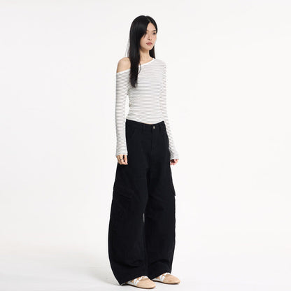 Streetwear Deconstructed Distressed Wide-Leg Cargo Pants