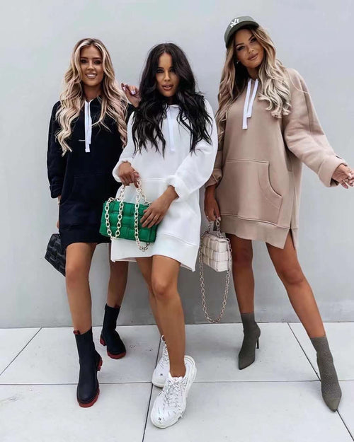 New Long Sleeve Solid Pocket Sweater