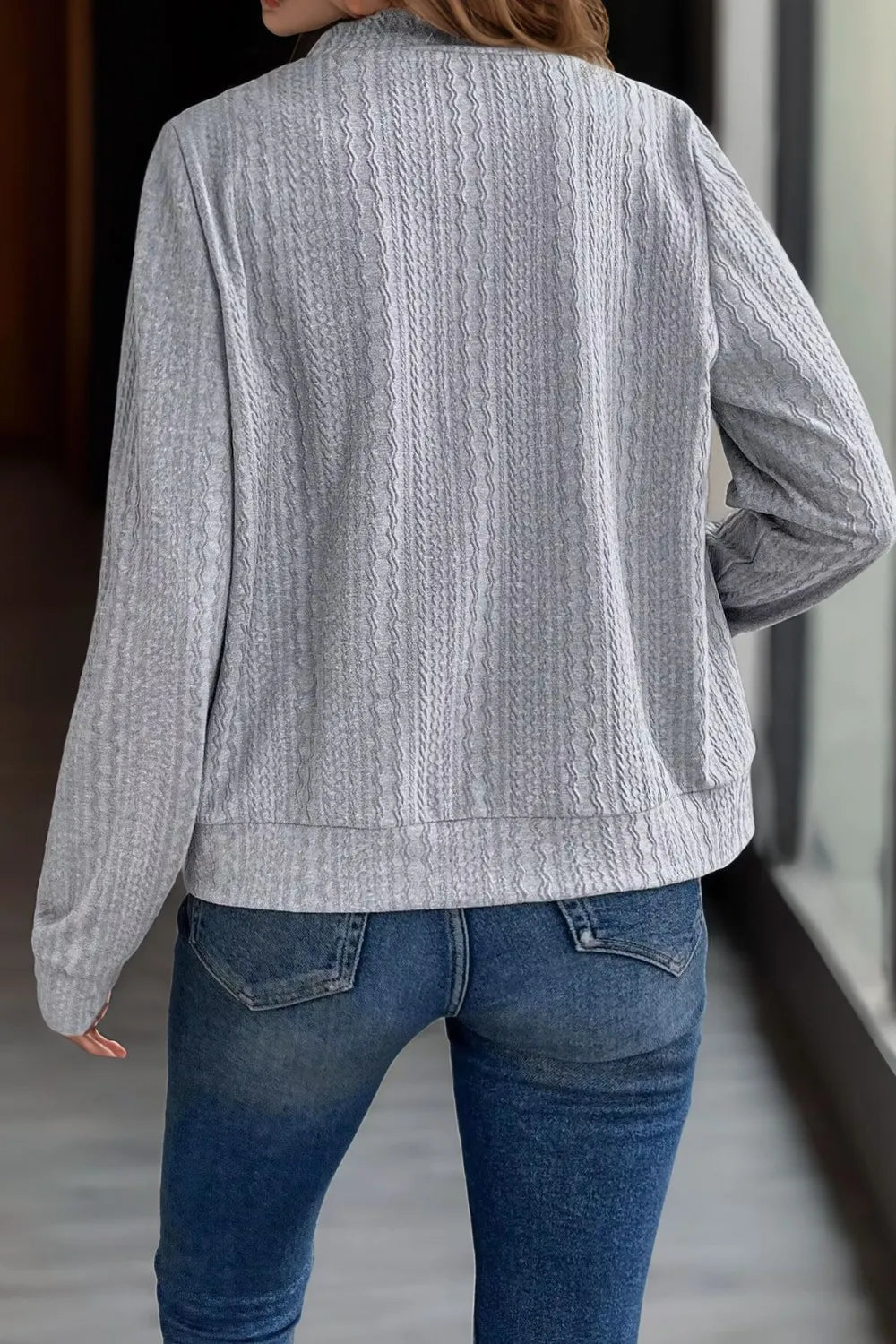 Women's solid color long sleeved casual jacket