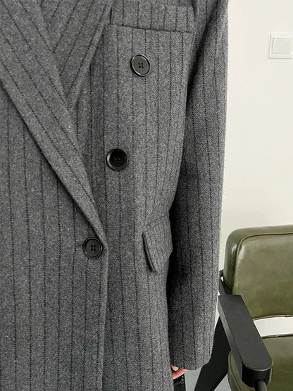 Women Double Breasted British Style Fashion Overcoat